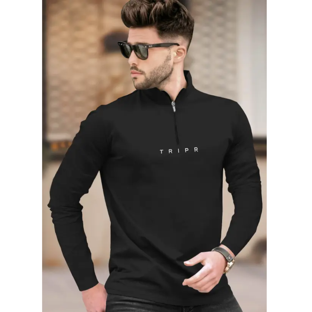 Men Solid Henley Neck Cotton Blend Black T-Shirt