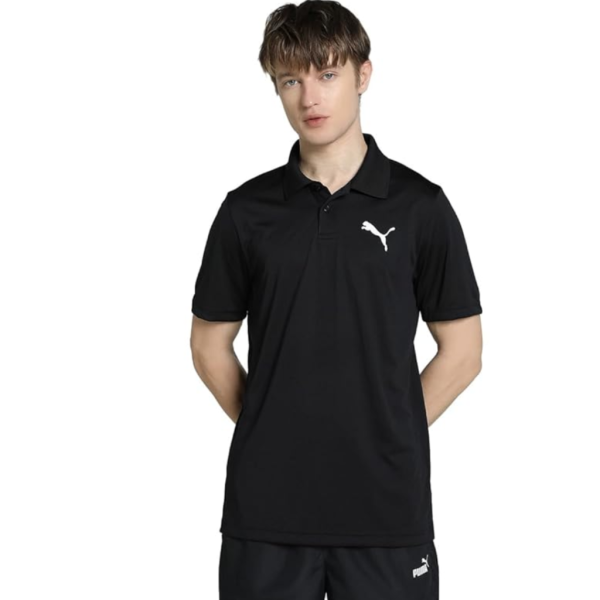 Puma Men's Polyester Solid Classic Fit Polos (607094_Black, Large)