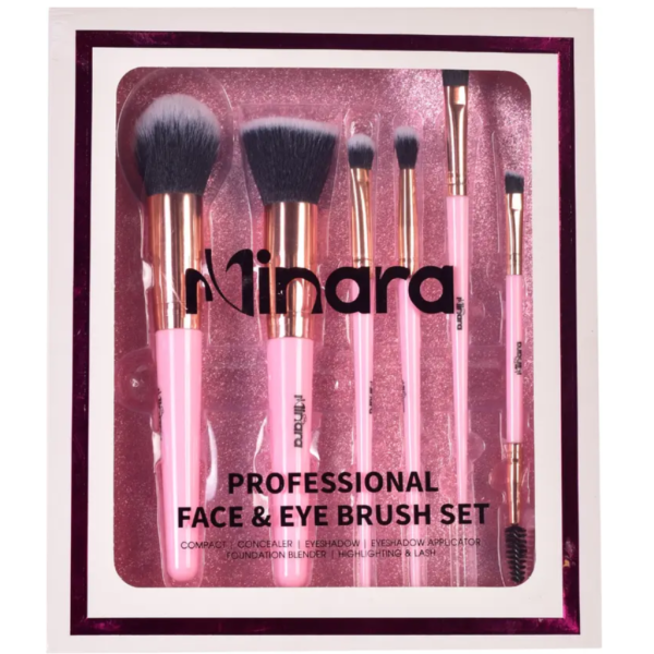 MINARA Premium Professional Face and Eye Brushes Set of 6 (Pack of 6)