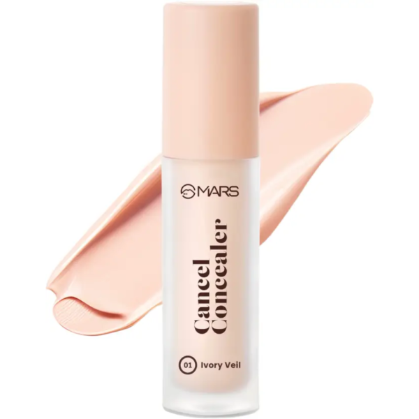 MARS Cancel Concealer with Radiant Natural Finish|Medium to High Coverage Concealer (01-Ivory Veil, 6 ml)